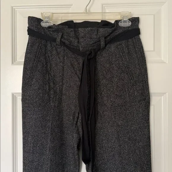 NWT. Madewell Buckley Tailors Black and White Herringbone Paperbag Pants - Picture 2 of 11